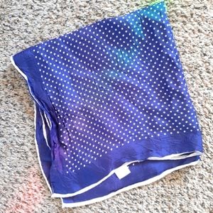 Vintage Glentex Blue Polka Dot Square Scarf